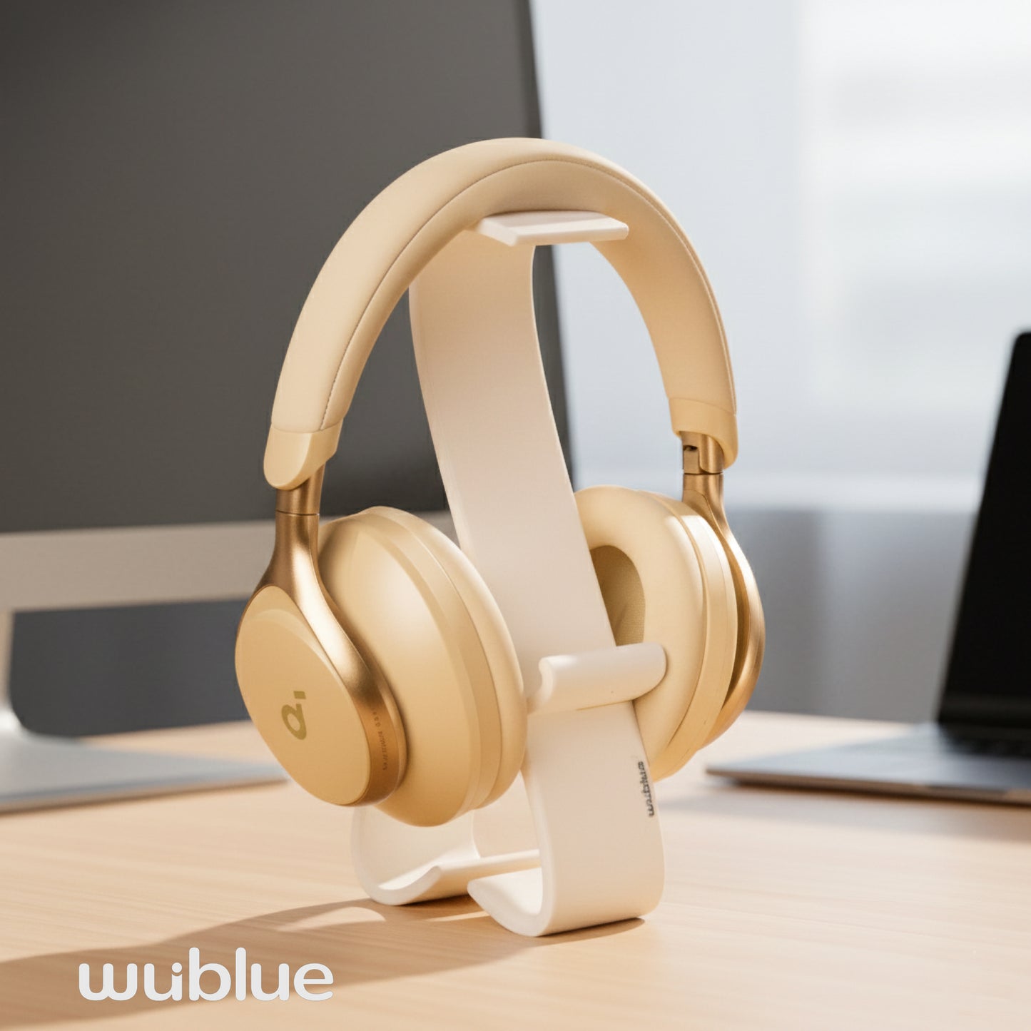 The Wublue Spine is a sleek, vertical headphone stand