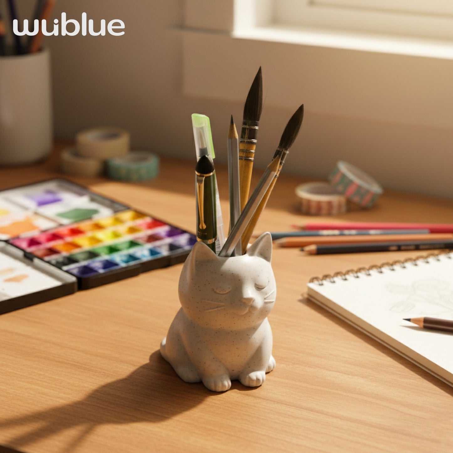 Wublue Mews Desk Organizer | Cat Shape Pen Holder