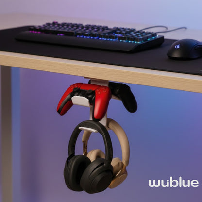Wublue Monolith 3D Printed Under Desk Headphone & Dual Controller Stand