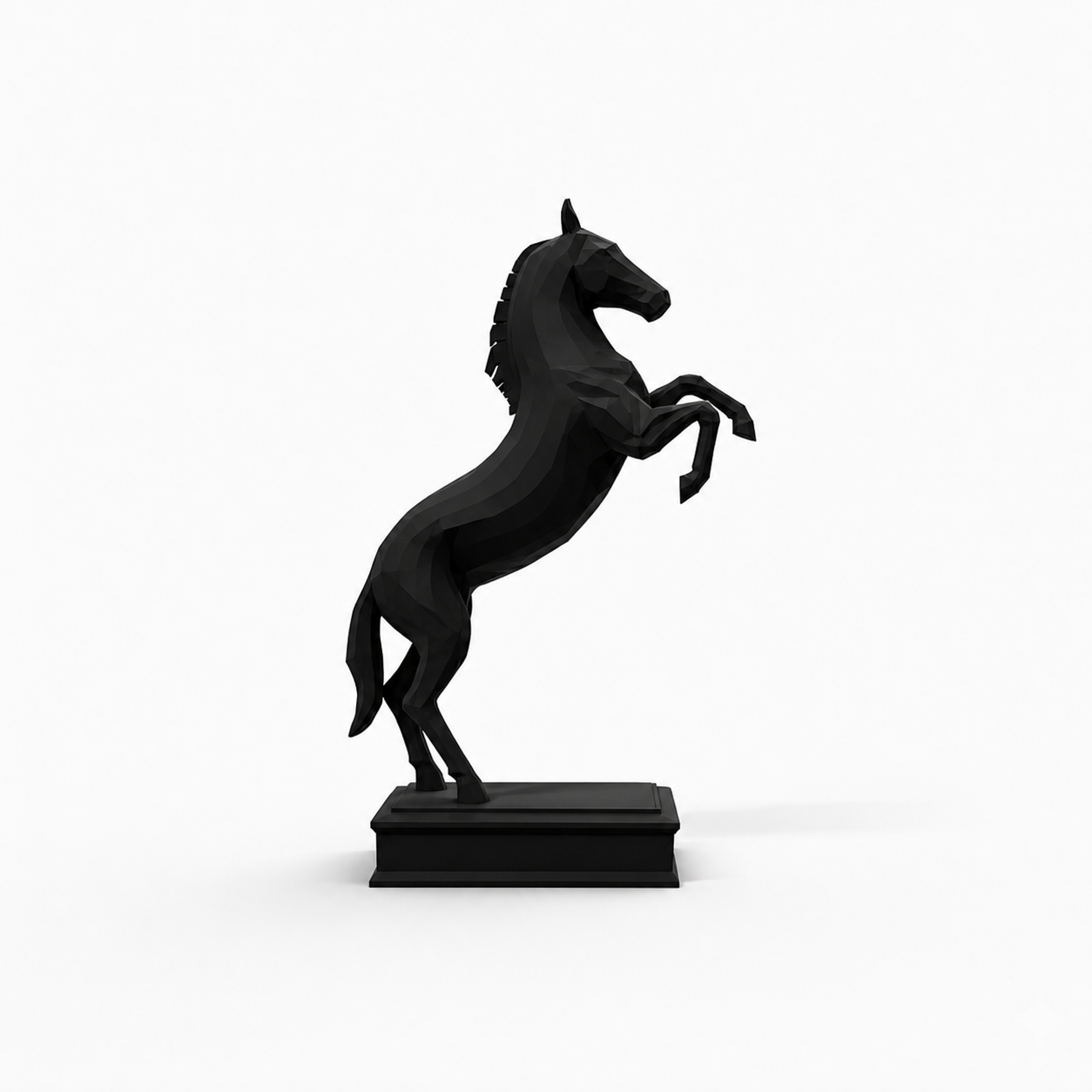 Rearing Horse Sculpture | Premium Black Stallion Showpiece