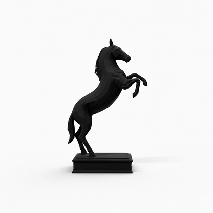 Rearing Horse Sculpture | Premium Black Stallion Showpiece