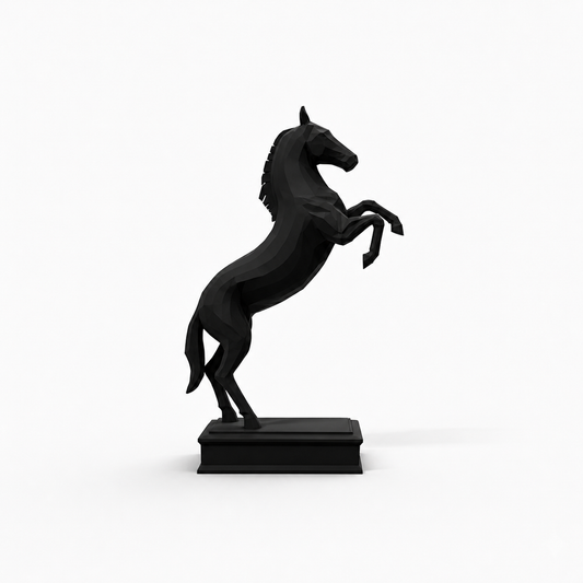 Rearing Horse Sculpture | Premium Black Stallion Showpiece