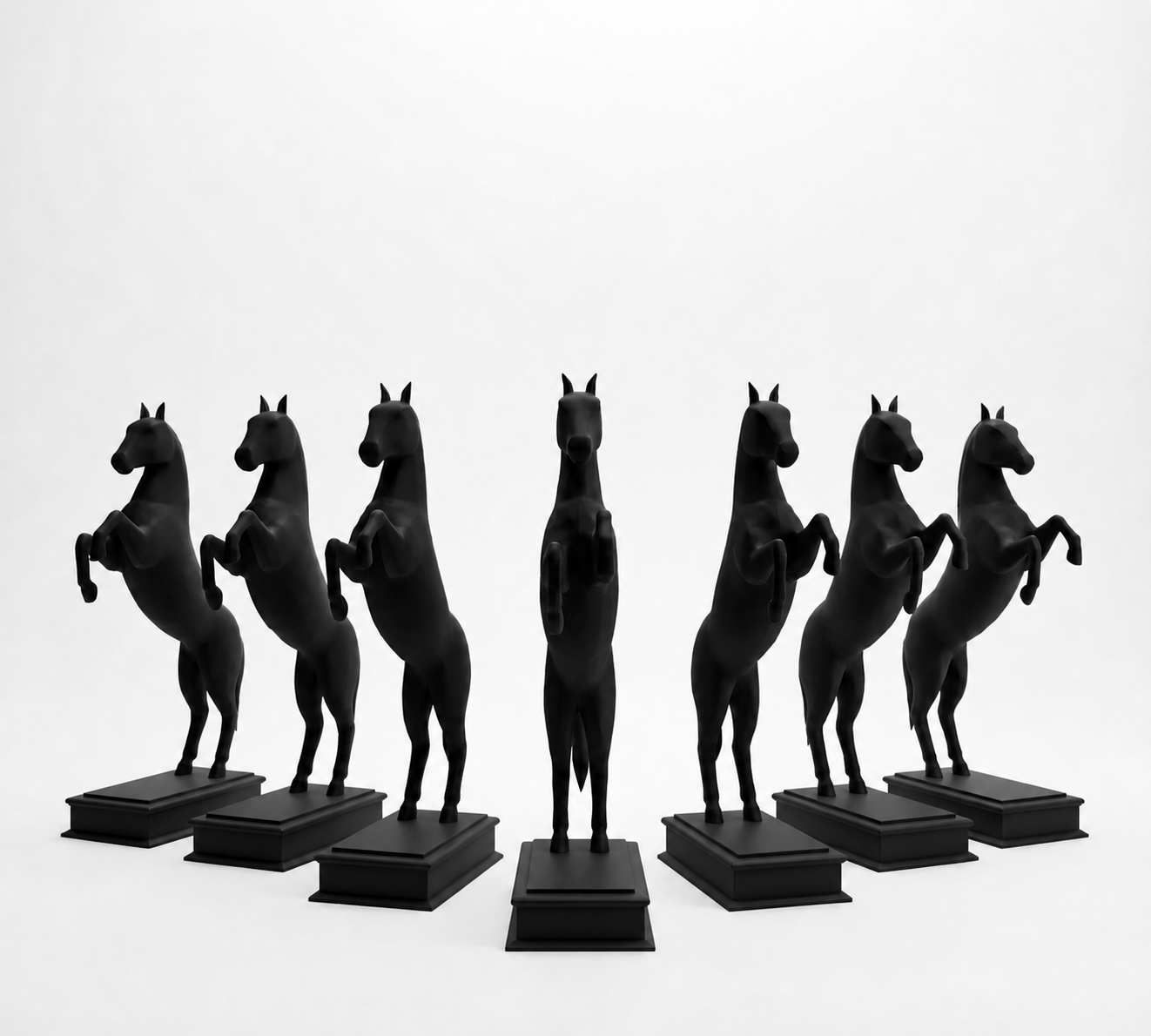 Rearing Horse Sculpture | Premium Black Stallion Showpiece