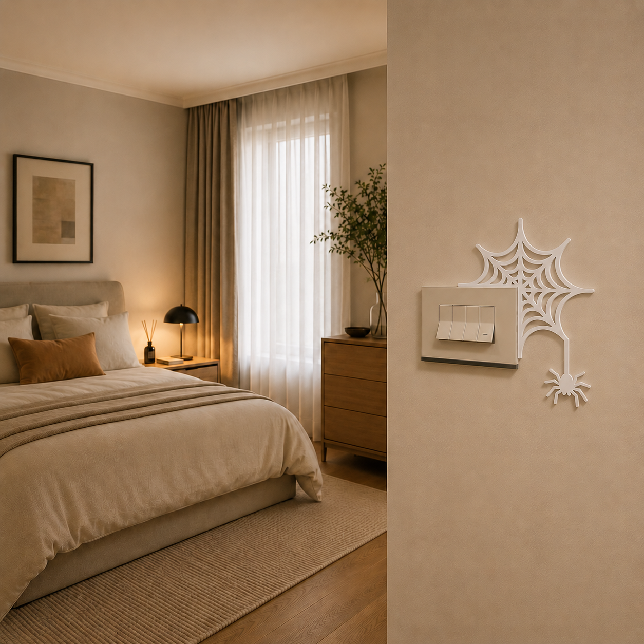 Corner Crawler Spider Web Corner Decor for Switch Boards & Door Frames